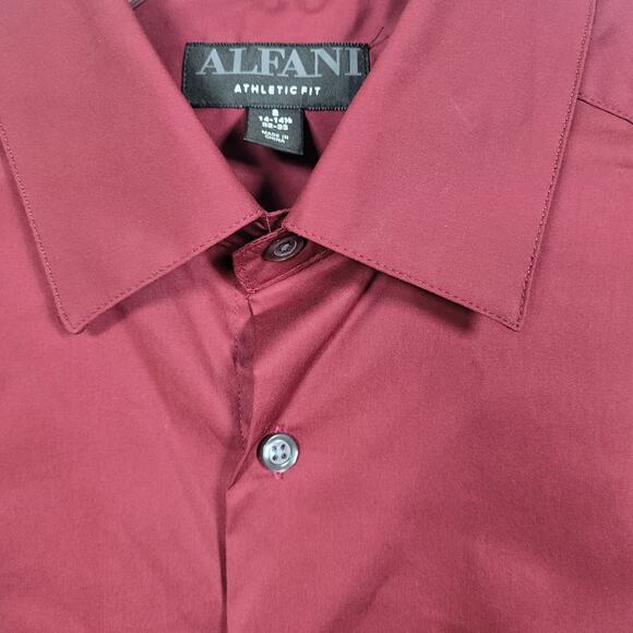 👔 Alfani Men's Dress Shirt Small Maroon Athletic Fit Long Sleeve Button-Up - Picture 3 of 6